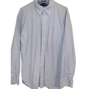 Tommy Hilfiger Mens Long Sleeve Dress Shirt XL Blue and White Plaid